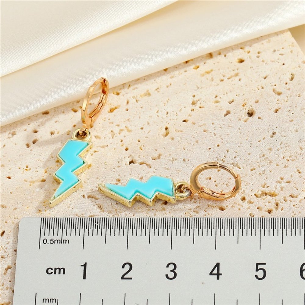 NEW!! RED LIGHTNING BOLT Dangle Hoop EARRINGS!! Cute! Fun! Trendy! - Picture 3 of 3